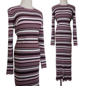 Ricki's Striped Maxi Sweater Dress Ribbed Midi Long Sleeve